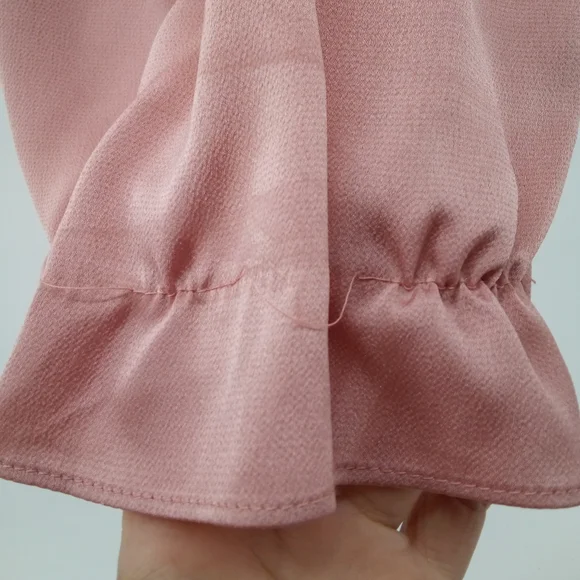 Free People Intimately Pink Salmon Dusty Elastic Ruffle Crop Tube Top Satin S - Picture 7 of 9